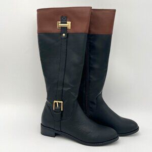 NEW Karen Scott Women's Size 6 M Deliee2 Riding Boots Black Brown Faux Leather
